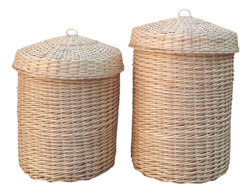 Canasto De Mimbre Con Tapa Niños ,juguetes Fibras Naturales Marrón Claro