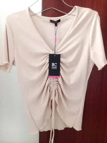 Bello Top Para Dama En Tela Streech Color Beige (nude)