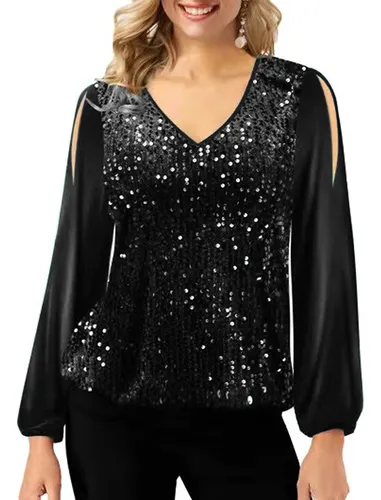 Blusas brillantes de lentejuelas hotsell