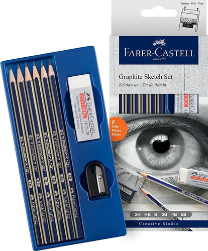 Estuche De 6 Lápices Faber Castell Sketch C/goma Y Sacapunta