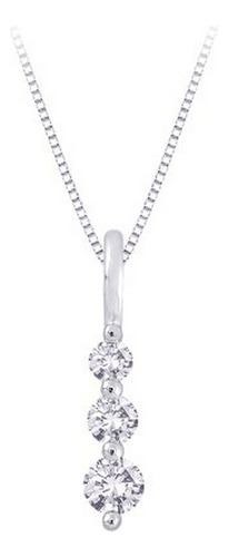 Collar Katarina Tres Diamantes Colgante En Oro Blanco De 14 