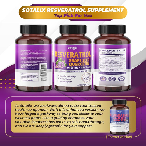 Resveratrol Grape Seed, Quercetin+ Berberina 5 Meses