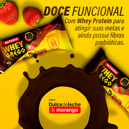 Whey Grego Bar Havanna Doce De Leite & Morango - Caixa C 12