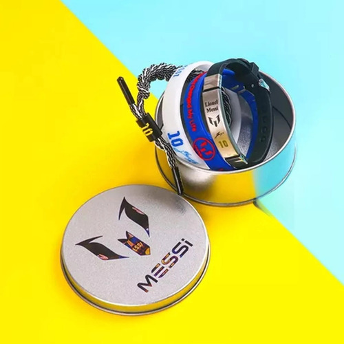 Set De Pulseras Con Estuche De Astros Messi Y Cr7 Ronaldo Azul (color) 19 Cm