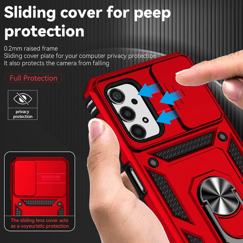 Funda Para Galaxy A13/m13 5g Uso Rudo Cámara Carcasa+mica Rojo Samsung Galaxy A04s/a13 5g/m13 5g/a04 4g