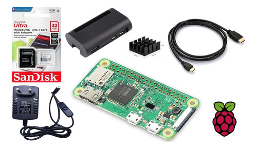Kit Raspberry Pi Zero W - Sd 32gb, Fonte, Case, Cabo, Dissip