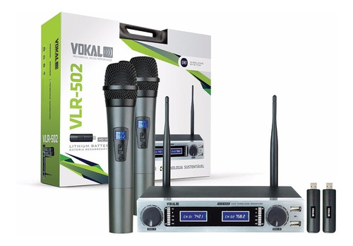 Micrófono Inalámbrico Profesional Vokal Estuche Uhf Doble