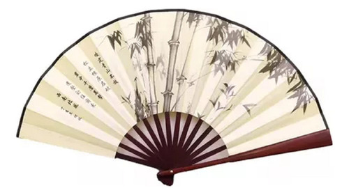 Abanico Grande Chino Genuino De Bambú Tradicional Japonés