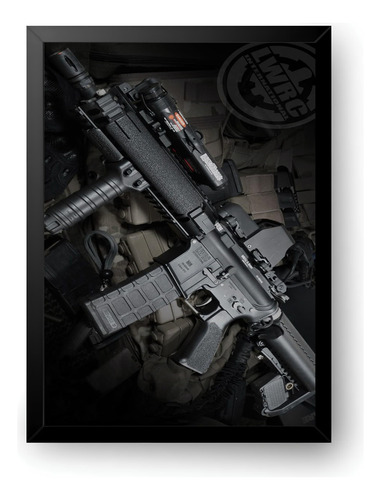 Quadro Decorativo Arma Pesada Coleção Fuzil Preto Preto