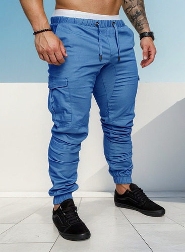 Pantalón Bolsas Cargo Jogger Moda Casual Gabardina 2905