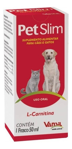 Pet Slim L Carnitina 50ml Cães E Gatos Vansil