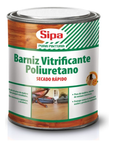 Barniz Vitrificante Poliuretano Secado Rapido 1/4 Sipa Gl 