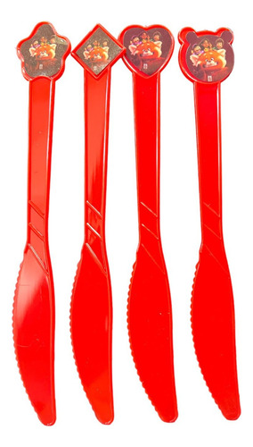 6 Cuchillos Rojos Para Fiesta Con Diseño De Oso Red