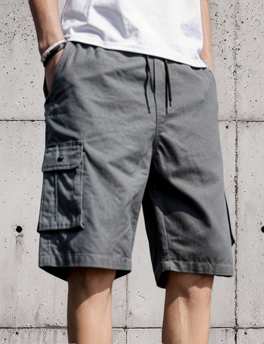 Bermudas De Algodón Tipo Cargo Para Hombre, Casuales
