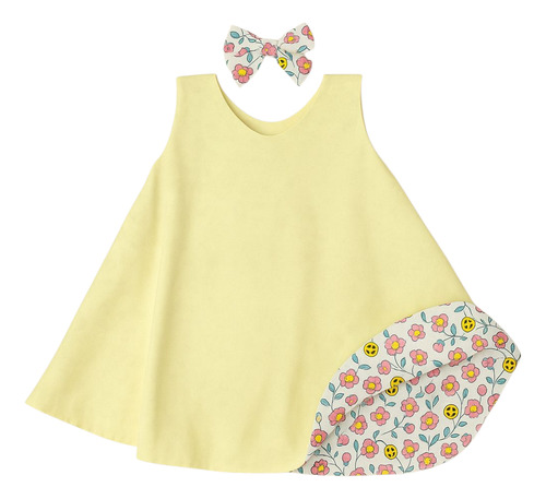 Vestido Infantil Dupla Face 2 Em 1 Com Lacinho