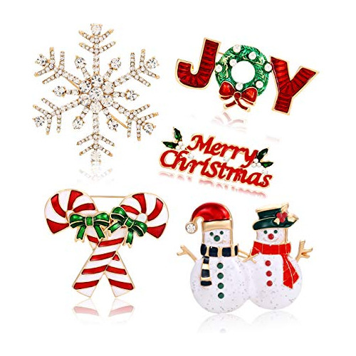 Broches De Esmalte De Navidad Pines De Copo De Nieve Br...