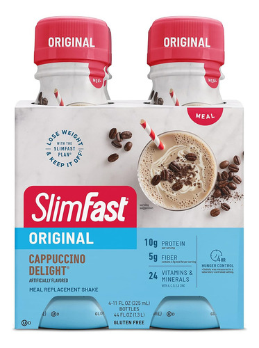 Slimfast Bebida Proteica Con Vitaminas 4 Pzs Sabor Capuccino Light