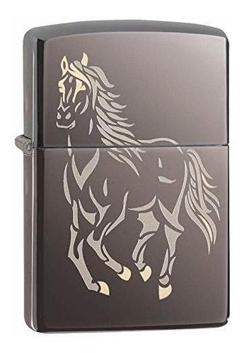 Zippo Caballo Encendedor De Bolsillo, Negro Hielo.