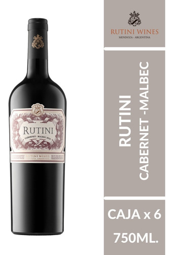 Imagen 2 de 10 de Vino Rutini Cabernet-malbec Caja X 6 X 750ml. Envío Gratis!