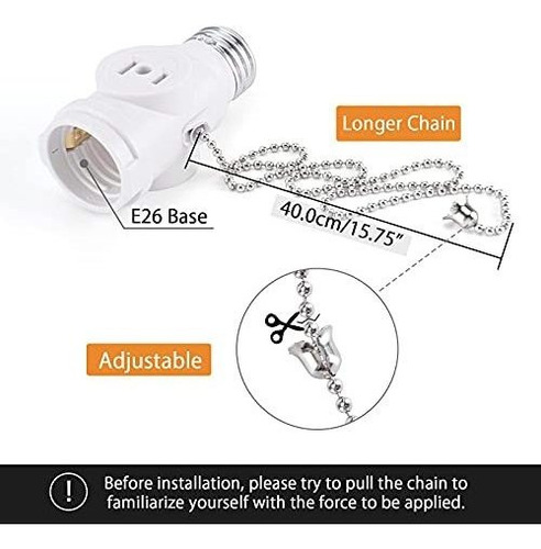 Adaptador Conector Luz E26 2 Divisor Bombilla Polarizada