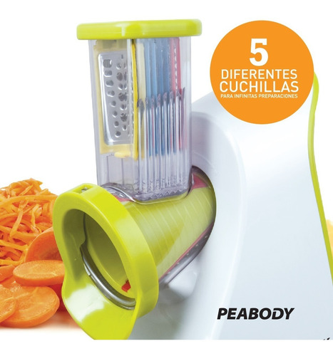 Imagen 9 de 10 de Rallador Eléctrico Con 5 Conos De Corte Peabody Pe-ms20