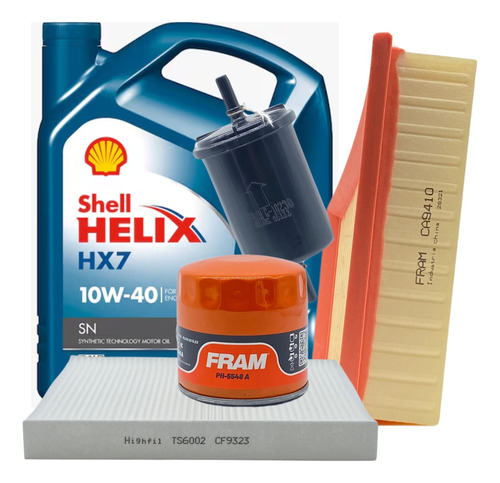 Kit 4 Filtros+ Shell Hx7 10w40 Vw Saveiro Cross/gp '15a Hoy