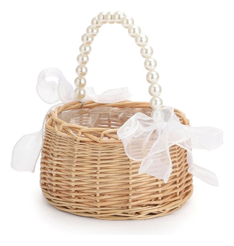 Wyq Cesta De Mimbre Para Niñas Con Flores Para Bodas, Cesta