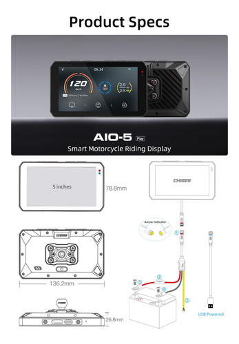 Sistema De Navegación Gps Para Motocicleta Chigee Aio-5play