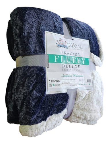 Frazada 2 Plazas Fluffy Deluxe Con Sherpa Doral