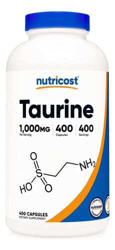 Nutricost Taurine Suplemento Aminoacido 1000mg 400 Capsules Sabor Sin Sabor