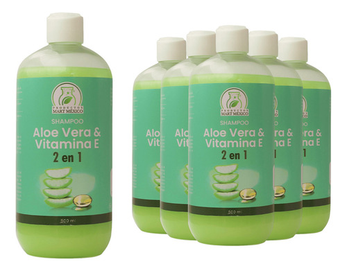  Shampoo Capilar Aloe Vera & Vitamina E 2 En 1 (500ml) 6 Pack