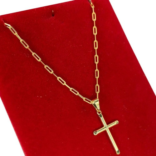 Colar Masculino Cartier 2mm + Pingente Crucifixo
