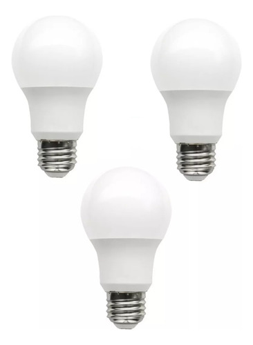 Pack 3x Foco Led 9w E26 E27 A19 Lampara Mesa Farol Watt Frio