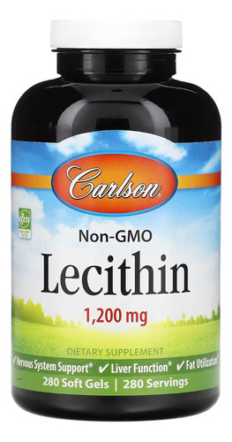 Carlson Labs Lecitina, 1200 Mg, 280 Cápsulas Blandas Sabor Sin Sabor