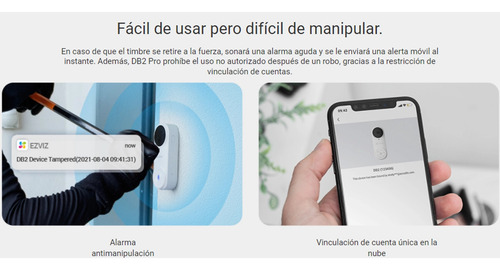 Timbre Con Cámara Wi-fi Ezviz Cs-db2kit Cámara De 3mp, Blanco