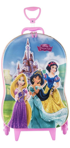 Mochila Malinha Escolar Rodinhas G Princesas Disney Castelo
