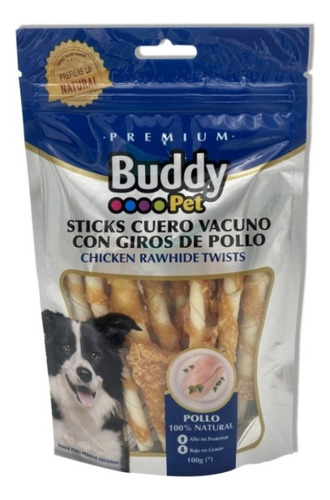 Snack Cuero Vacuno Pollo Alimento Saludable Perros Mascotas