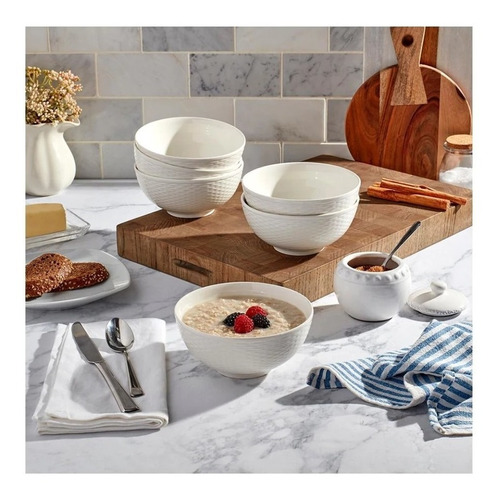 Set De  6 Bowls Metro Home Porcelana Blanco