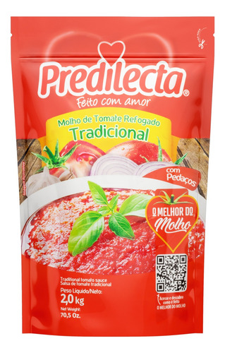 Molho de Tomate Refogado Tradicional Predilecta sem glúten em sachê 2 kg