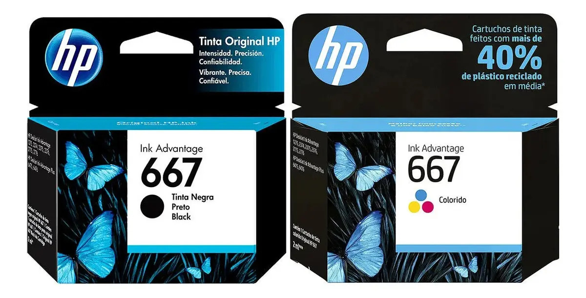 Cartucho De Tinta Hp 667 Kit Preto E Colorido
