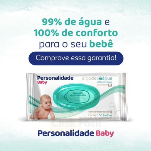 Toalha Umedecida Personalidade Baby Algodão & Água 50un