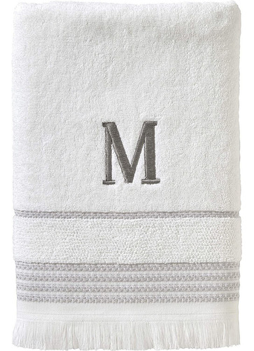 Toalla De Baño Casual Monogram, M, 28x54, Blanco