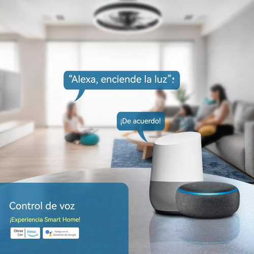 Lampara De Ventilador De Techo Moderno Con Luz Led 50cm, Control Remoto Y Voz, 5 Aspas, Motor Dc Silencioso, 3cct, 6 Velocidades, Reversible Para Interior/exterior