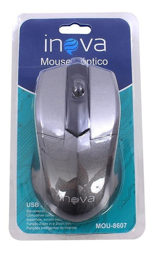 Mouse Inova Com Fio Óptico Conexão Usb Função Rolagem Cor Preto