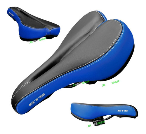 Selim Banco Bicicleta Vazado 26x17cm Manopla Azul Gts Mtb