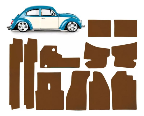 Forração Fusca Carpete Do Assoalho Marrom Kit 11 Peças