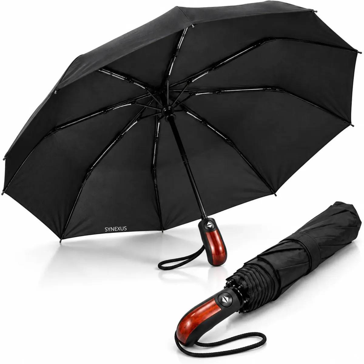 Guarda Chuva Automático Reforçado Contra vento Cabo Resistente Cabe Bolsa Impermeável Proteção Blackout UV Sombrinha Compacto - Marca SYNEXUS