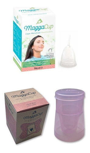 Copa Menstrual Maggacup Silicona + Vaso Esterilizador Color Color Copita 2 Y Vaso Rosa