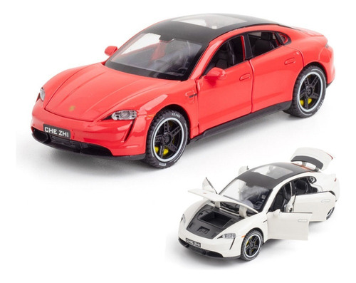 Porsche Taycan Miniatura Metal Coche Con Luces Y Sonido 1/32