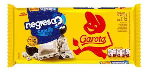 Chocolate Branco Negresco com Biscoito Garoto  pacote 90 g